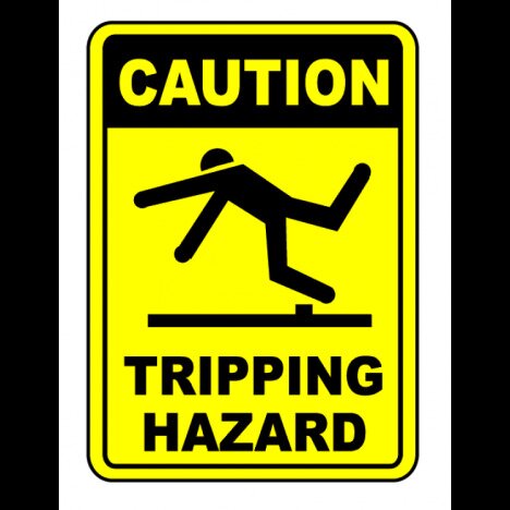 Sign caution tripping hazard